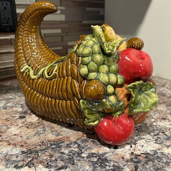 Chris Madden Ceramic Cornucopia Pumpkin Thanksgiving Fall Centerpiece - Picture 3 of 17